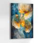 Imagem de Quadro Decorativo Para Sala Quarto  Hall Tela vertical Grande Floral Dourado Azul Arte Moderna