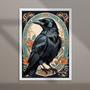 Imagem de Quadro Decorativo Pássaro Corvo 24x18cm - com vidro