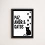 Imagem de Quadro Decorativo Paz Amor E Gatos 24x18cm