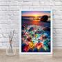 Imagem de Quadro Decorativo Pedras Coloridas Praia Por Do Sol 24X18Cm