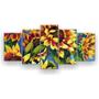 Imagem de Quadro Decorativo Pintura Oito Girassóis 129X61 5 Peças