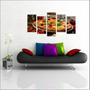 Imagem de Quadro Decorativo Pizza Pizzarias Gourmet Restaurantes Decorações Salas 5 peças com Moldura