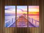 Imagem de Quadro Decorativo Ponte Mar Praia Paisagens Natureza Decorações 3 peças Com Moldura