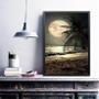 Imagem de Quadro Decorativo Praia Com Lua Cheia 24X18Cm - Com Vidro