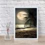 Imagem de Quadro Decorativo Praia Com Lua Cheia 24x18cm - com vidro