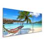 Imagem de Quadro Decorativo Praia Mar Rede Coqueiro 180x90 Sala Kit