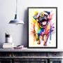 Imagem de Quadro Decorativo Pug Happy Aquarela 33x24cm - com vidro