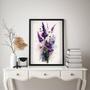 Imagem de Quadro Decorativo Ramo De Lavanda Aquarela 33X24Cm - Vidro