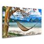 Imagem de Quadro Decorativo Rede Praia Paisagem Natureza Tela Grande Sala Quarto Cozinha Escritório 55x90cm