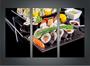 Imagem de Quadro Decorativo Restaurante Oriental Sushi Gourmet Com 3 peças Com Moldura