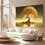 Imagem de Quadro Decorativo Sala Jantar Quarto Arvore Dourada Horizontal Grande Escritório Hall