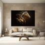 Imagem de Quadro Decorativo Sala Jantar Quarto Cavalo Luxo Dourado Grande Escritório Hall