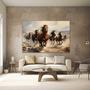 Imagem de Quadro Decorativo Sala Jantar Quarto Cavalos Correndo Cavalo Luxo Grande Escritório Hall