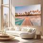 Imagem de Quadro Decorativo Sala Jantar Quarto Paisagem Praia Pier Horizontal Grande Escritório Hall