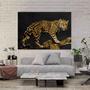 Imagem de Quadro Decorativo sala   LeoParaardo Arte Dourada  60x40 Quadro Quarto Hall Cozinha