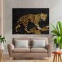 Imagem de Quadro Decorativo sala   LeoParaardo Arte Dourada  60x40 Quadro Quarto Hall Cozinha