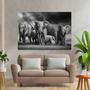 Imagem de Quadro Decorativo Sala Manada Elefante Preto e Branco 90x60