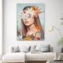 Imagem de Quadro Decorativo Sala   Mulher Arte Flores 40x60