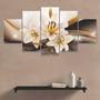 Imagem de Quadro Decorativo Sala Quarto Flor Lírio Dourado Kit 5 Quadros Decorativos Mosaicos