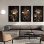 Imagem de Quadro Decorativo Sala Quarto Flor Marrom Gold Abstrato