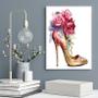 Imagem de Quadro Decorativo Sapato De Salto Com Flores 24X18Cm - Vidro