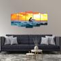 Imagem de Quadro decorativo Surf Mar Pôr do Sol Mosaico 5 Peças