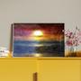 Imagem de  Quadro Decorativo Tela Canvas Paisagem Sunset Beach Com Moldura e Vidro Prata - 120x60 cm