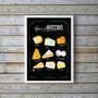 Imagem de Quadro Decorativo Tipos De Queijo 45x34cm - com vidro