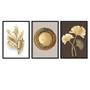 Imagem de Quadro Decorativo Vidro Abstrato Círculo Dourado Folhas Brancas Tropical Sala Quarto