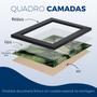 Imagem de Quadro Decorativo Vidro Abstrato Círculo Dourado Folhas Brancas Tropical Sala Quarto