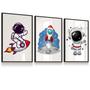Imagem de Quadro Decorativo Vidro Infantil Foguete Astronauta 20X30 Kit 3
