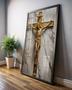 Imagem de Quadro Decorativo Vinil com Vidro Cruz Jesus Gold 90x60