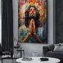 Imagem de Quadro Decorativo Vinil com Vidro Jesus Quadriculado 90x60