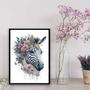 Imagem de Quadro Decorativo Zebra Aquarela 45x34cm - com vidro