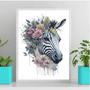 Imagem de Quadro Decorativo Zebra Aquarela 45x34cm - Madeira Preta