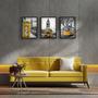 Imagem de Quadro Decorativos Para Sala Grande Cidade Londres Moldura e Vidro Amarelo