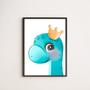 Imagem de Quadro Dinossaurinho fofo Azul 33x24cm - com vidro