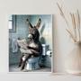 Imagem de Quadro Divertido Banheiro Burro Lendo Jornal 45x34cm - com vidro