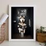 Imagem de Quadro Divertido Banheiro Husky Siberiano 45x34cm - com vidro