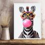 Imagem de Quadro Divertido Zebra Bubble Gum 24X18Cm - Com Vidro