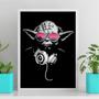 Imagem de Quadro DJ Yoda - Óculos Rosa 45x34cm - com vidro