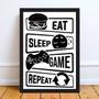 Imagem de Quadro Eat Sleep Game Repeat 45x34cm - com vidro