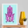 Imagem de Quadro Esotérico Olho Grego Com Hamsa 33x24cm - com vidro