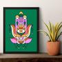 Imagem de Quadro Esotérico Olho Grego Hamsa - Verde 45x34cm - com vidro