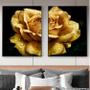 Imagem de Quadro Flor Rosa Preto e Dourado - Kit 2 telas