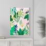 Imagem de Quadro Folhas e Flores Botânica Art Boho Verde e Rosa - Moldura Caixa + Foam + Vidro em Vários Tamanhos - Artfine