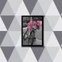 Imagem de Quadro Fotografia Bicicleta com Flores Rosas 33x24cm - com vidro