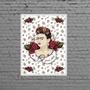 Imagem de Quadro Frida Fundo Rosas Vermelhas 33X24Cm - Com Vidro