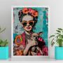 Imagem de Quadro Frida Kahlo Com Pinscher 24x18cm - com vidro