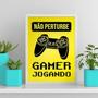 Imagem de Quadro Gamer Não Perturbe Amarelo 24x18cm - com vidro